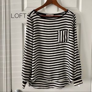 LOFT Long Sleeve Striped Blouse NWOT